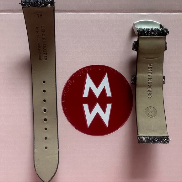 Sparkle Glitter Leather Michele Watch Band 18mm - Picture 7 of 9